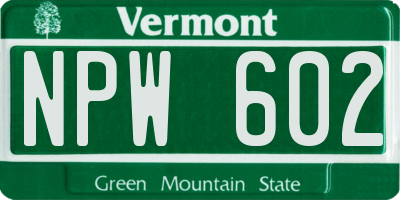 VT license plate NPW602