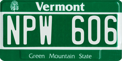 VT license plate NPW606
