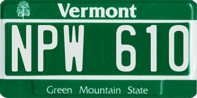 VT license plate NPW610