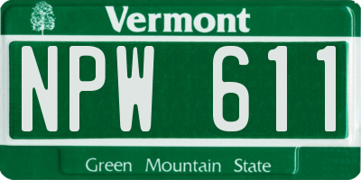 VT license plate NPW611