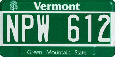 VT license plate NPW612