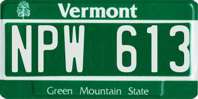 VT license plate NPW613