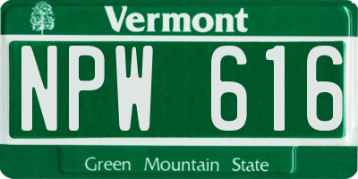 VT license plate NPW616