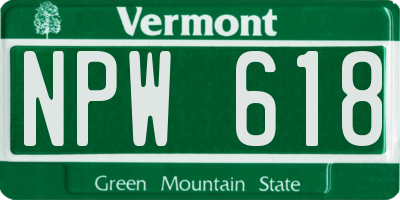 VT license plate NPW618