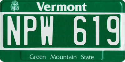 VT license plate NPW619