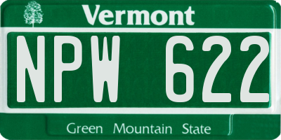 VT license plate NPW622