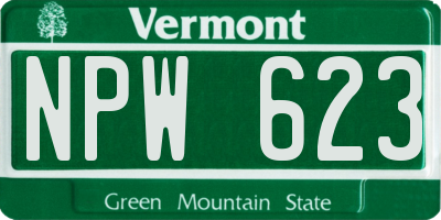 VT license plate NPW623