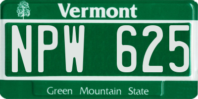 VT license plate NPW625