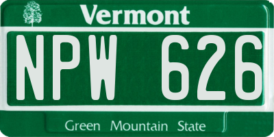 VT license plate NPW626