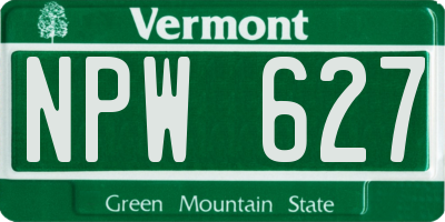 VT license plate NPW627