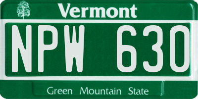 VT license plate NPW630