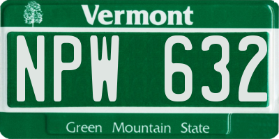 VT license plate NPW632