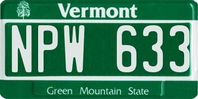 VT license plate NPW633