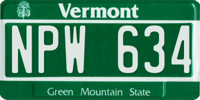 VT license plate NPW634