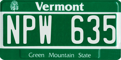 VT license plate NPW635