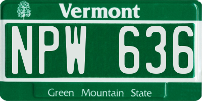 VT license plate NPW636
