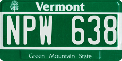 VT license plate NPW638