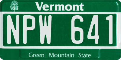 VT license plate NPW641