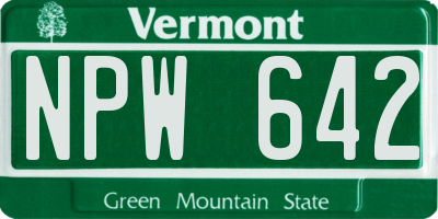 VT license plate NPW642