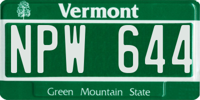 VT license plate NPW644