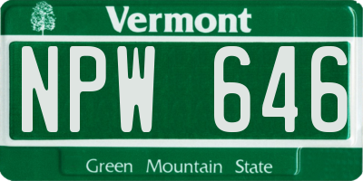 VT license plate NPW646