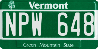 VT license plate NPW648