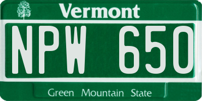 VT license plate NPW650