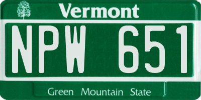 VT license plate NPW651