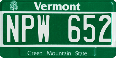 VT license plate NPW652