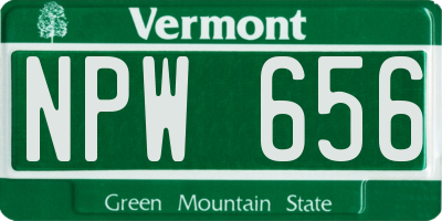 VT license plate NPW656