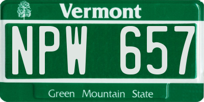 VT license plate NPW657