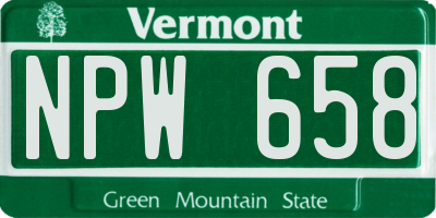 VT license plate NPW658