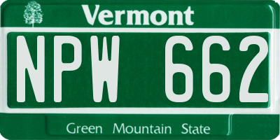 VT license plate NPW662