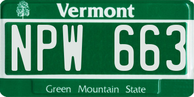 VT license plate NPW663