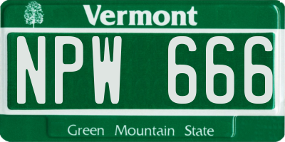 VT license plate NPW666