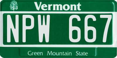 VT license plate NPW667