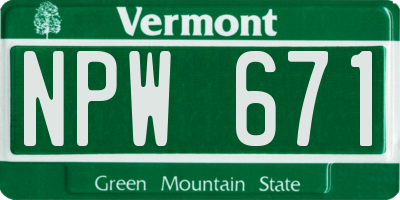 VT license plate NPW671