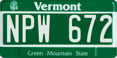 VT license plate NPW672
