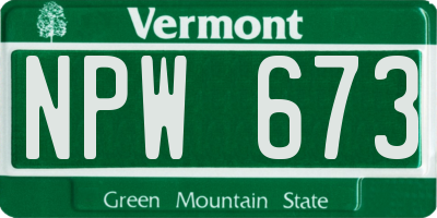 VT license plate NPW673