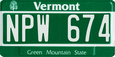 VT license plate NPW674