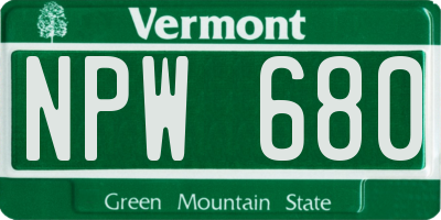 VT license plate NPW680