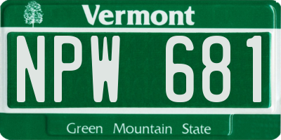 VT license plate NPW681