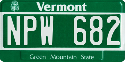 VT license plate NPW682