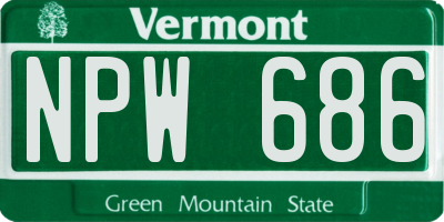 VT license plate NPW686