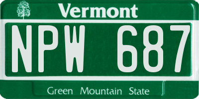 VT license plate NPW687
