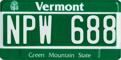 VT license plate NPW688