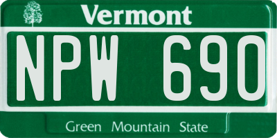 VT license plate NPW690
