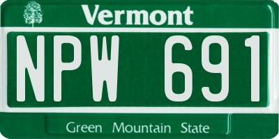 VT license plate NPW691