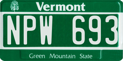 VT license plate NPW693
