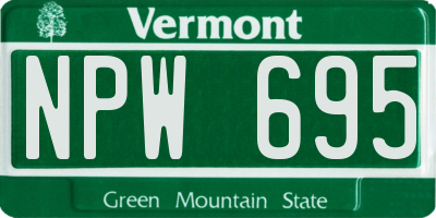 VT license plate NPW695